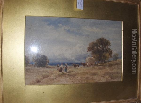 In The Hayfield Oil Painting - William James Bennett
