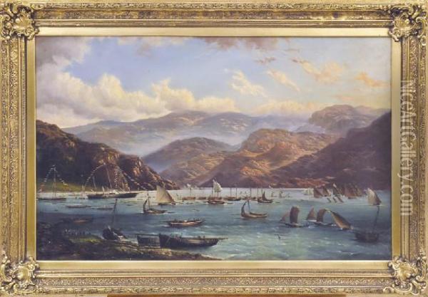 Rothesay Bay Regatta Oil Painting - H. Forrest