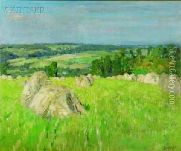 Haystacks Oil Painting - George Oberteuffer