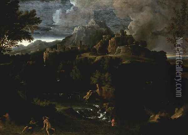 Landscape with Figures 2 Oil Painting - Gaspard Dughet Poussin