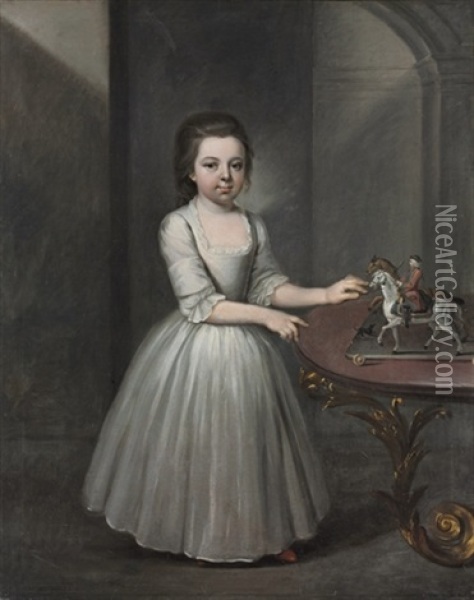 Portrait Of A Girl, In A Silver Dress Oil Painting - Francis Brerewood