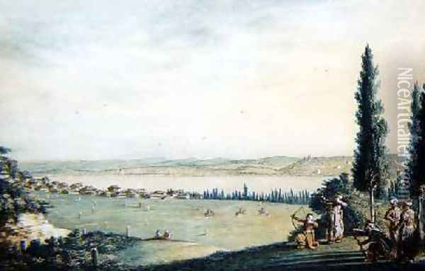 Distant View of the City of Cospoli Oil Painting - Luigi Mayer