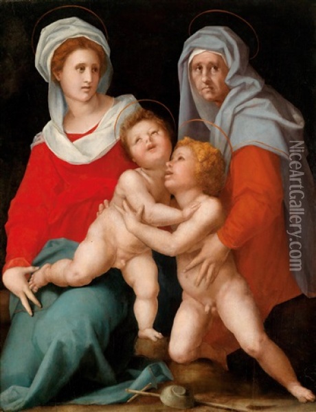 Madonna Mit Kind, Der Heiligen Elisabeth Und Dem Johannesknaben (collaboration With Workshop) Oil Painting -  Pontormo
