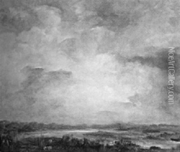 Landschaft An Der Seine Oil Painting - Hippolyte Camille Delpy