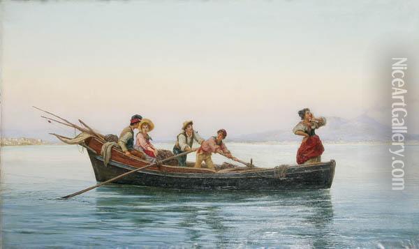 Returning To Naples Oil Painting - Pietro Gabrini