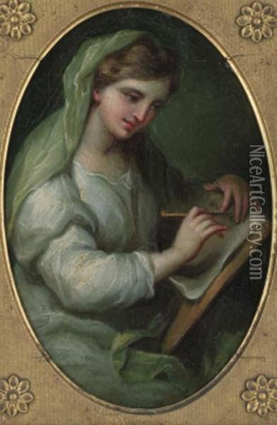 The Muse Of Learning Oil Painting - Angelica Kauffmann