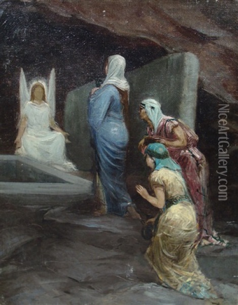 Les Saintes Femme Au Tombeau (study) Oil Painting - Charles Amable Lenoir