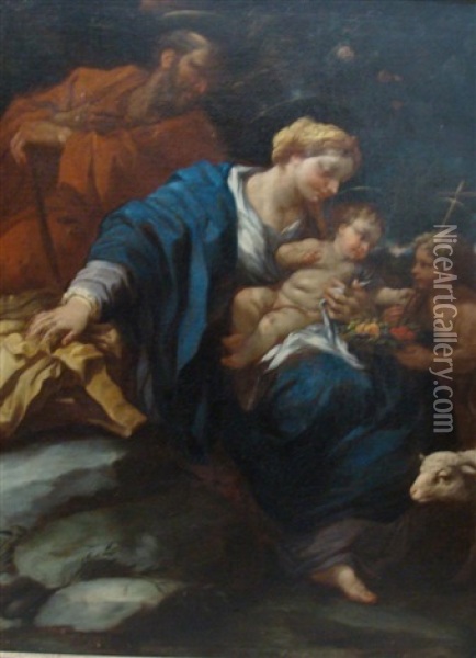 La Sainte Famille Avec Saint Jean Baptiste Oil Painting - Pierre Puget