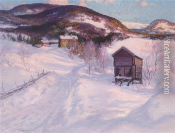 Areskutan I Vinterskrud Oil Painting - Carl Brandt