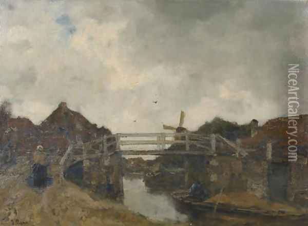 De Brug (bij Rijswijk) the bridge Oil Painting - Jacob Henricus Maris