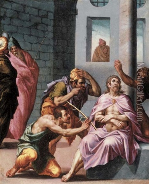 The Mocking Of Christ Oil Painting - Bartolomeo Passarotti