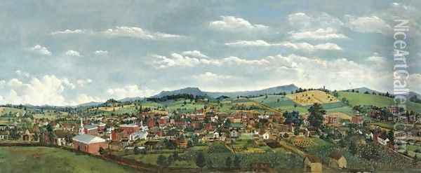 Town of Harrisonburg, Virginia Oil Painting - Emma Lyon Bryan