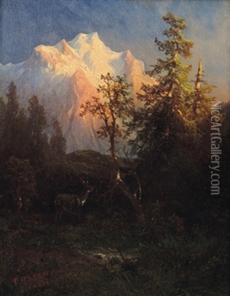 Alpengluhen Oil Painting - Carl Hasch