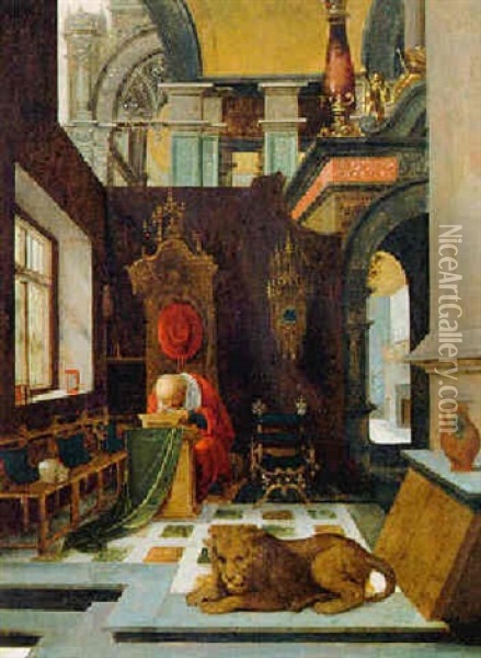Der Hl. Hieronymus In Einem Interieur Oil Painting - Hendrick van Steenwyck the Elder