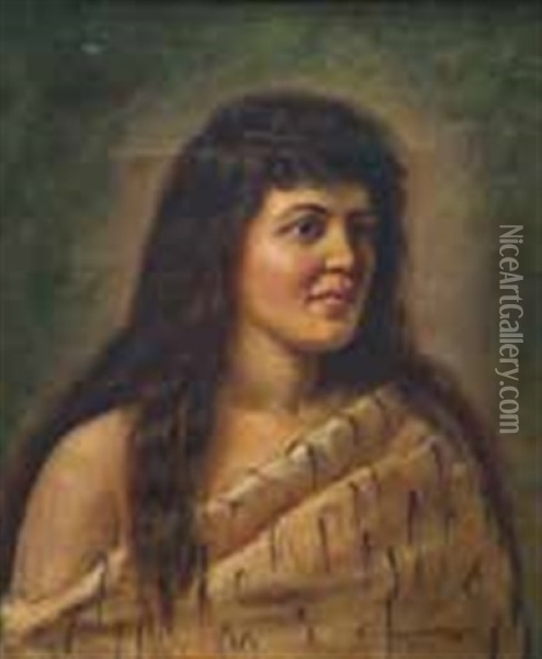 Portrait Of Maori Maiden Oil Painting - Ellen Von Meyern