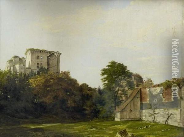 Donjon De Tancarville Oil Painting - Auguste Bougourd