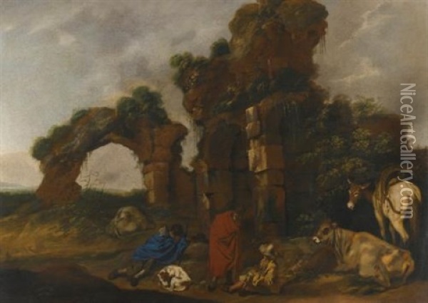 Shepherds At Rest Oil Painting - Antonio Travi