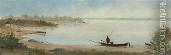 Fishermen On The Shoreline Oil Painting - Edward Bannister