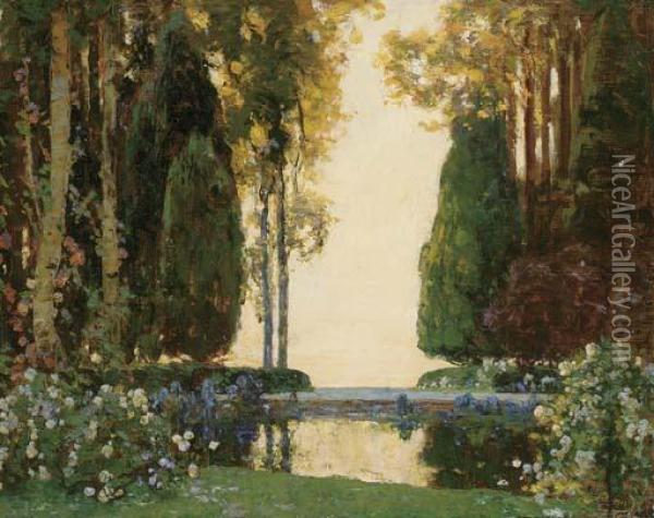Enchanted Garden Oil Painting - Thomas E. Mostyn
