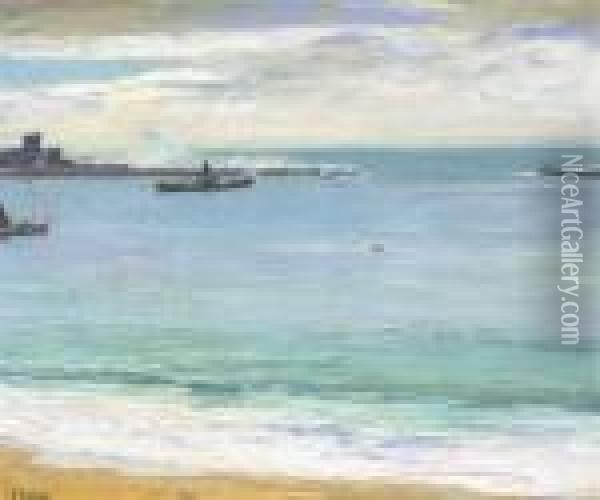 Steamers In The Harbour, St. Jean De Luz Oil Painting - John Lavery
