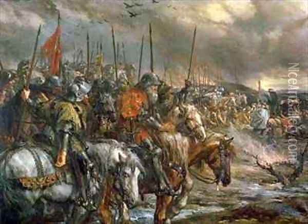 Morning of the Battle of Agincourt Oil Painting - Sir John Gilbert