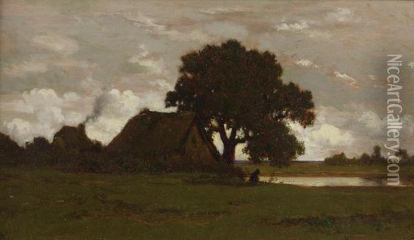 Chaumieres Pres De L'etang Oil Painting - Theodore Rousseau