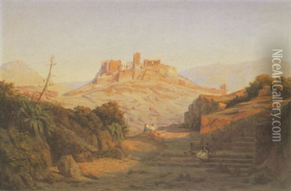 Ansicht Der Akropolis Oil Painting - Albert Eichhorn
