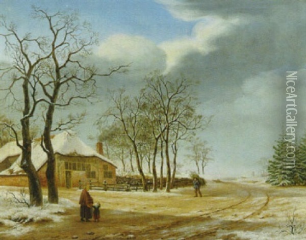 Winterlandschaft Oil Painting - Johann Christiaan Willem Safft