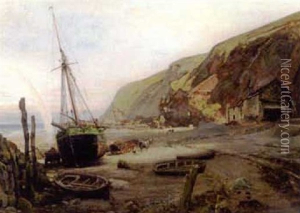 On The Coast Of North Devon Oil Painting - Albert Goodwin