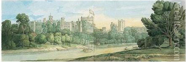 Windsor Castle From Fellow's Eyot Oil Painting - Francis Towne
