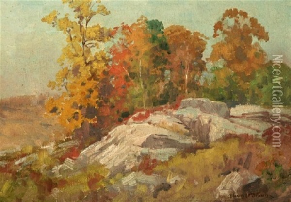 Autumn New England, Fall Colors In Rocky Landscape Oil Painting - Maurice Braun