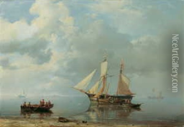 Hollandische Kustenlandschaft Oil Painting - Hermanus Koekkoek the Elder