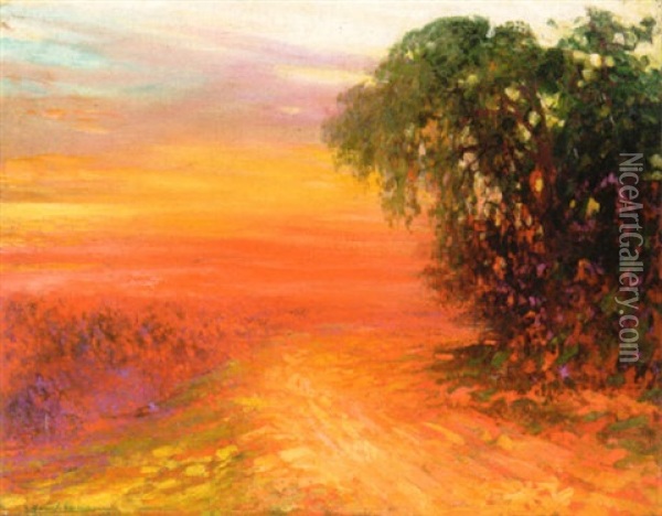 Sunset Oil Painting - Pierre Amedee Marcel-Beronneau