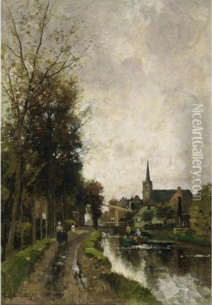 A View Of Loenen Aan De Vecht Oil Painting - Fredericus Jacobus Van Rossum Du Chattel