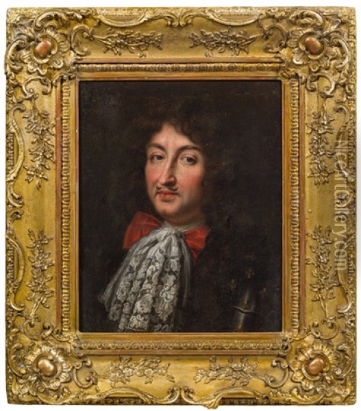 Portrat Ludwig Xiv. Mit Halstuch Und Rustung Oil Painting - Pierre Mignard the Elder