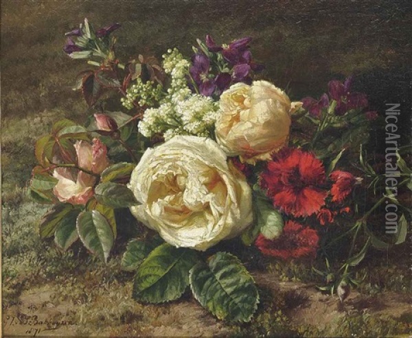 A Summer Bouquet Oil Painting - Gerardina Jacoba van de Sande Bakhuyzen