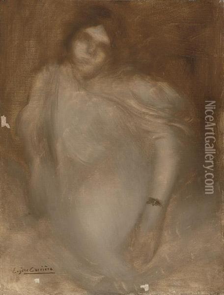 The Lady In White Oil Painting - Eugene Carriere