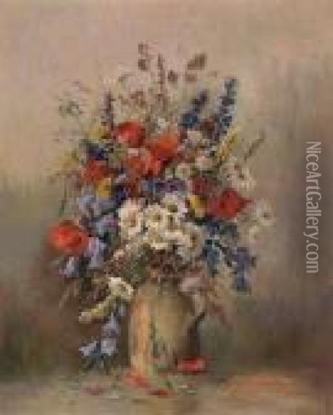 Wiesenblumen Im Tonkrug Oil Painting - Karl Vikas
