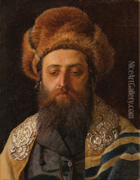 Portrait Of Hasid At Prayer Oil Painting - Isidor Kaufmann