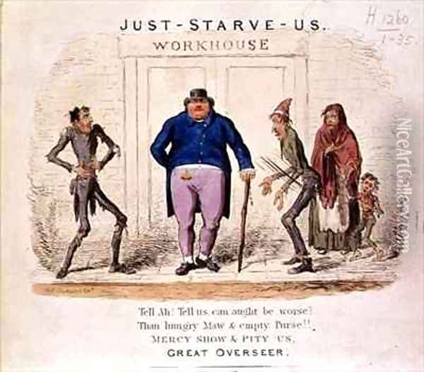 Just Starve Us Tell Ah Tell Us Can Aught be Worse Than Hungry Maw and Empty Purse Mercy Show and Pity Us Great Overseer Oil Painting - Isaac Robert Cruikshank