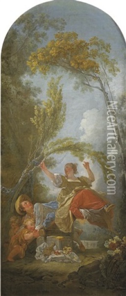 La Bascule Oil Painting - Jean-Honore Fragonard