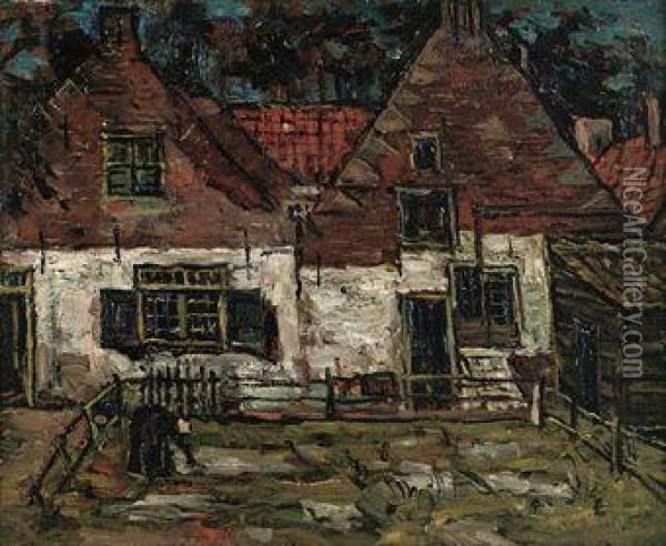 Old Houses With Bleaching Field Oil Painting - Suze Robertson