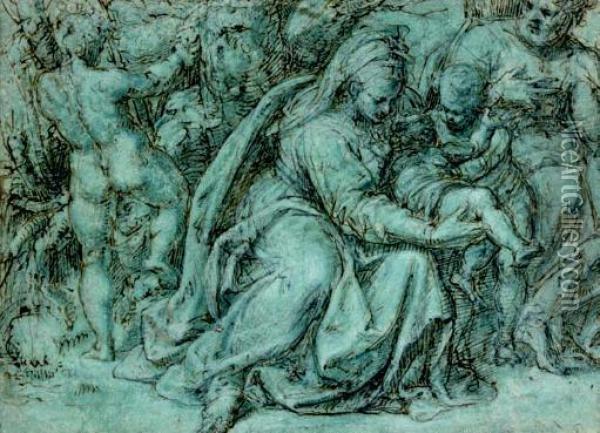 La Sainte Famille Et Saint Jean-baptiste Oil Painting - Aurelio Luini