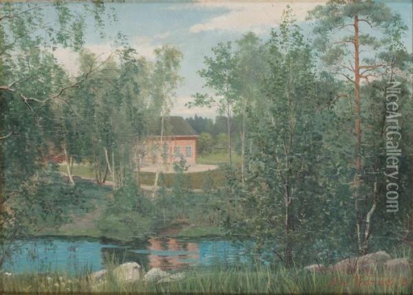 Landskap Med Back Oil Painting - Alfred Thorne