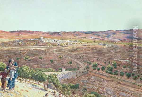 Plain of Rephaim from Zion Oil Painting - William Holman Hunt