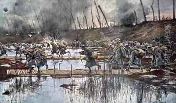 The Battle of the Yser in 1914 Oil Painting - Francois Flameng
