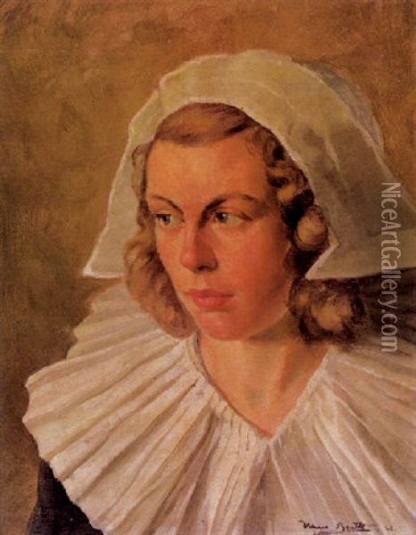 Brustportrait Einer Jungen Frau In Tracht Oil Painting - Hans Bertle