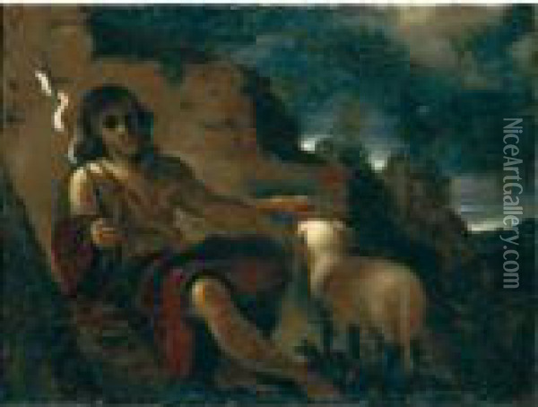 San Giovanni Battista In Un Paesaggio Oil Painting - Guercino