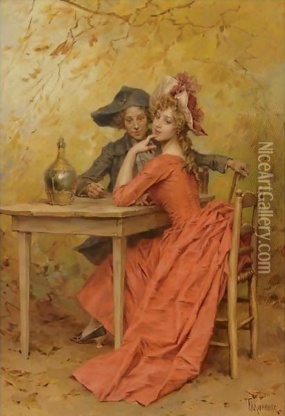 The Lady In Red Oil Painting - Frederick Hendrik Kaemmerer