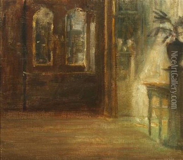 Interior From The Artist's Home Oil Painting - Frans Schwartz
